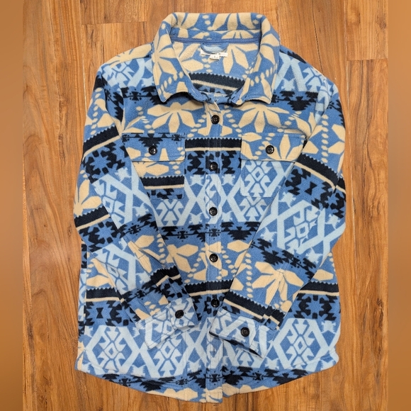 O'Neill Collins Oversized Super fleece Shacket Blue‎ Button Up Women's Small EUC - Picture 7 of 7